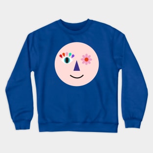 rainbow flower smiling face happy colorful humour kids fashion Crewneck Sweatshirt